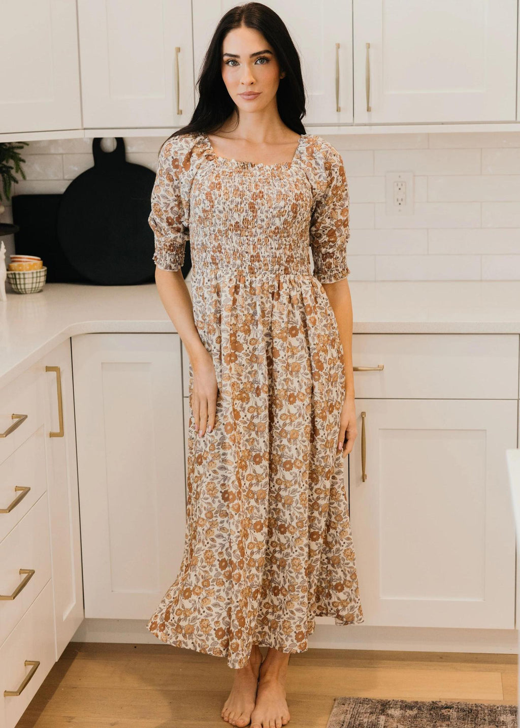 Pepper Modest Midi in Toffee Blossom