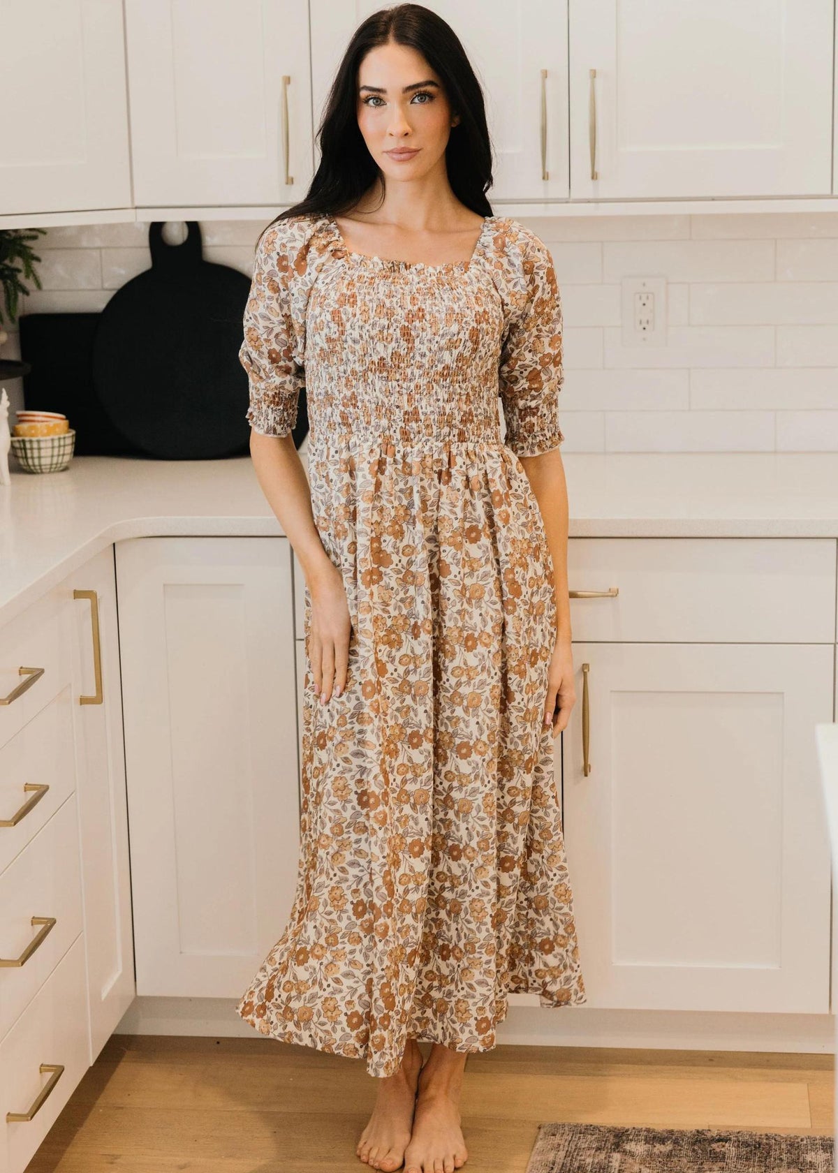 Pepper Modest Midi in Toffee Blossom