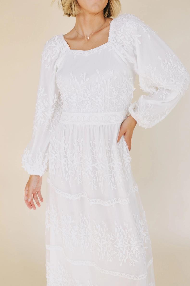 Evelyn Modest Temple Dress in White