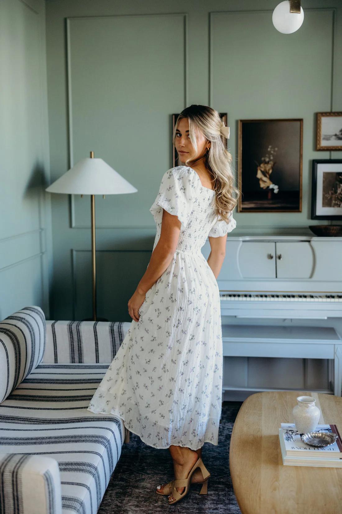 Miley Modest Midi in Bits of Lavender