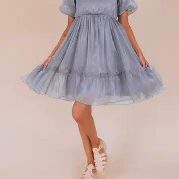 Alexis Modest Dress in Dusty Blue