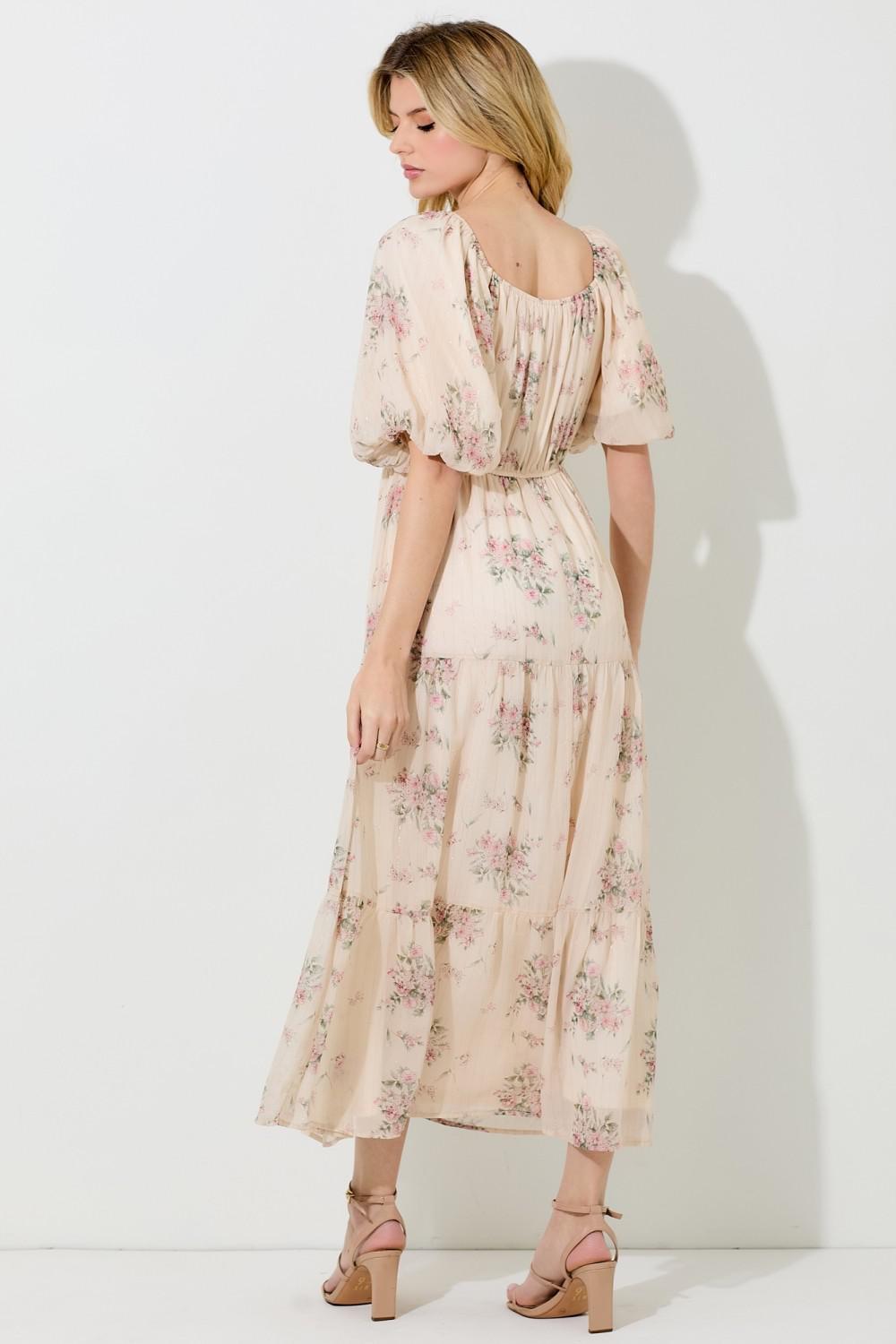 Aubrin Modest Midi in Cream Floral