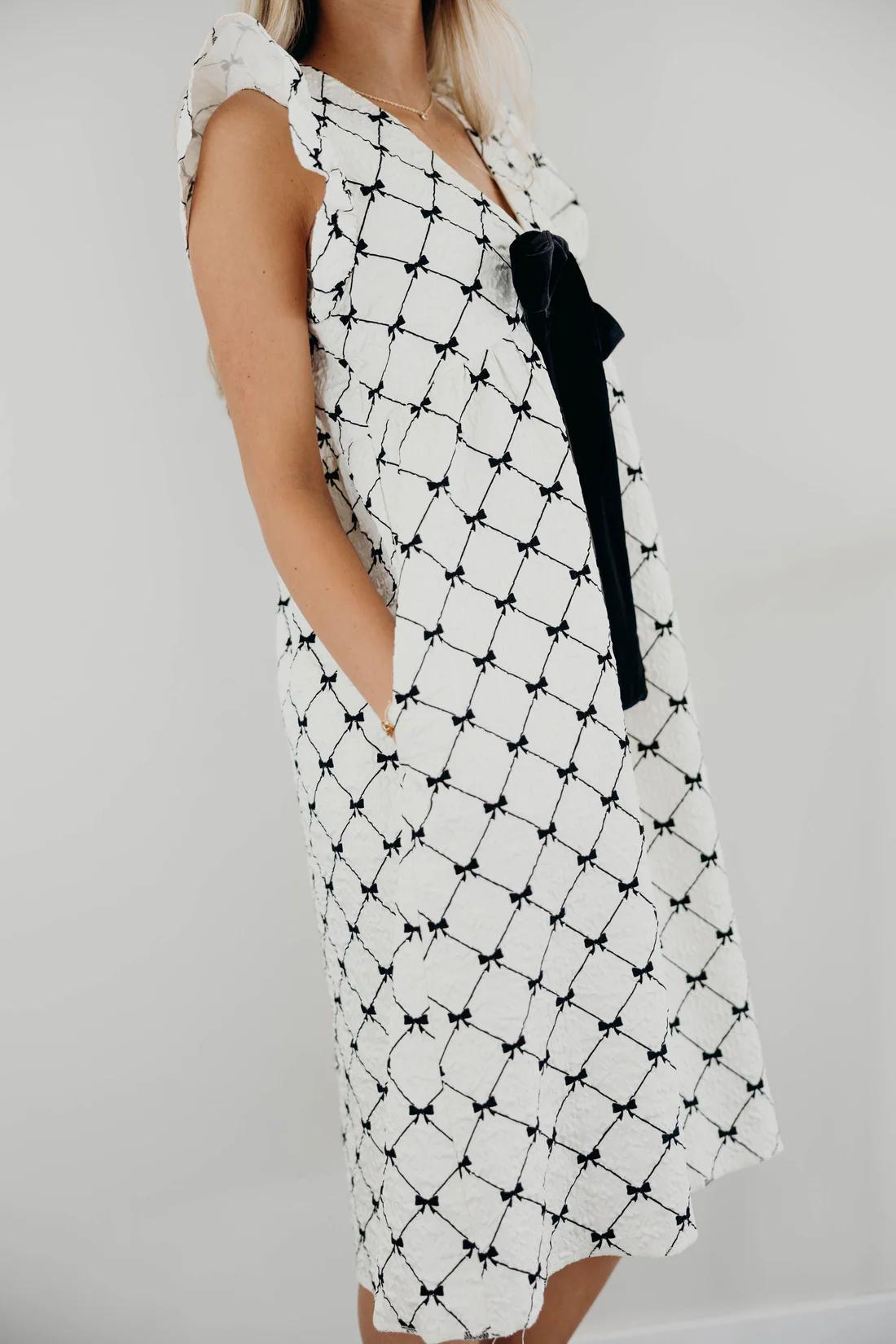 Rumi Modest Dress in Ivory Bows