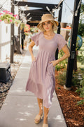 Kendall Modest Dress in Lacy Lilac