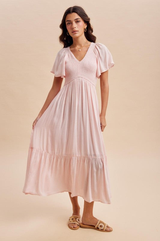 Eleanor Modest Dress in Pale Pink