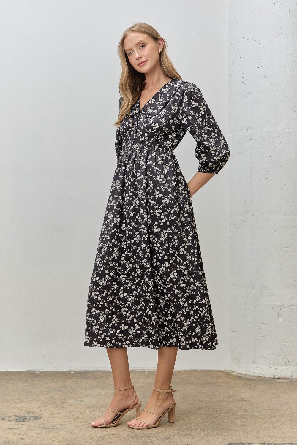 Briggs Modest Dress in Black Multi