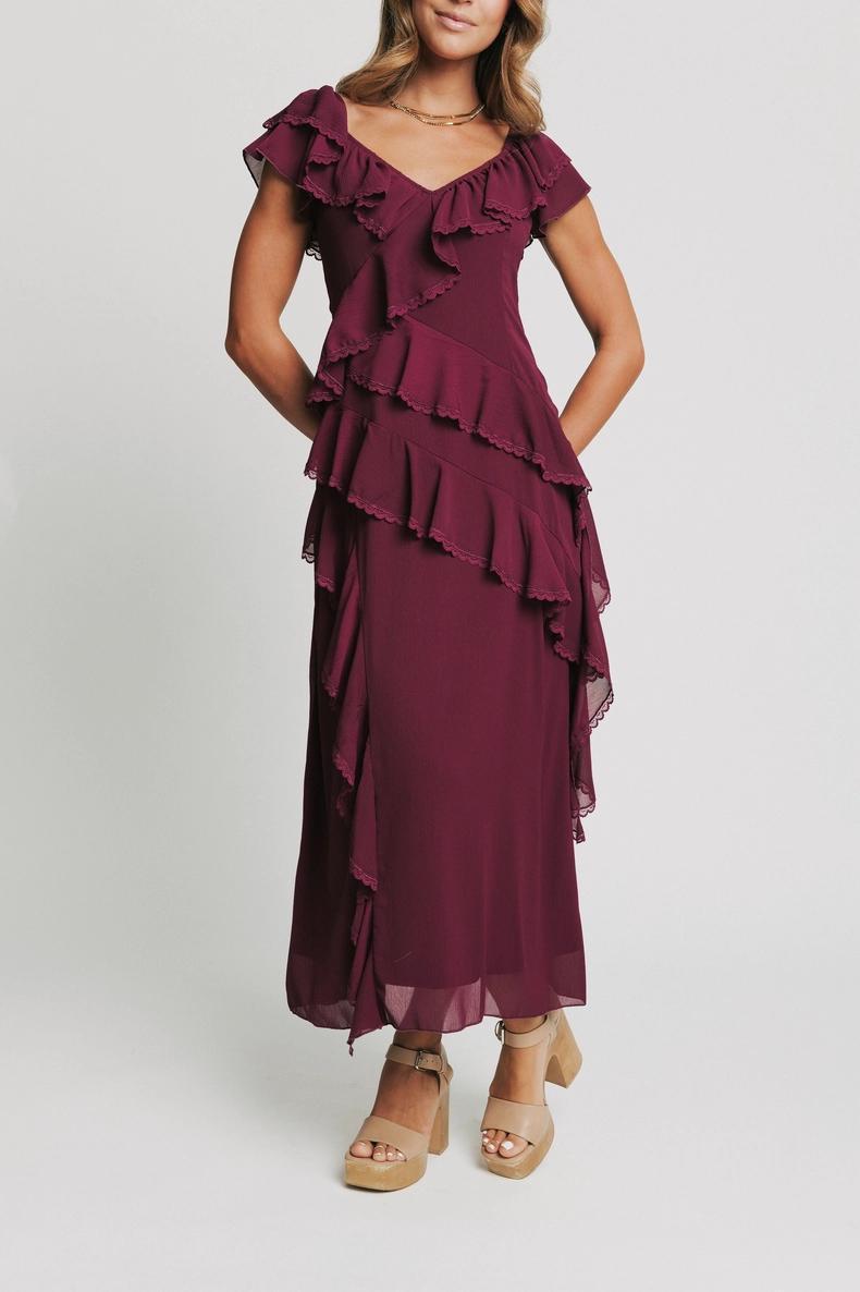 Rozina Maxi Dress in Burgundy