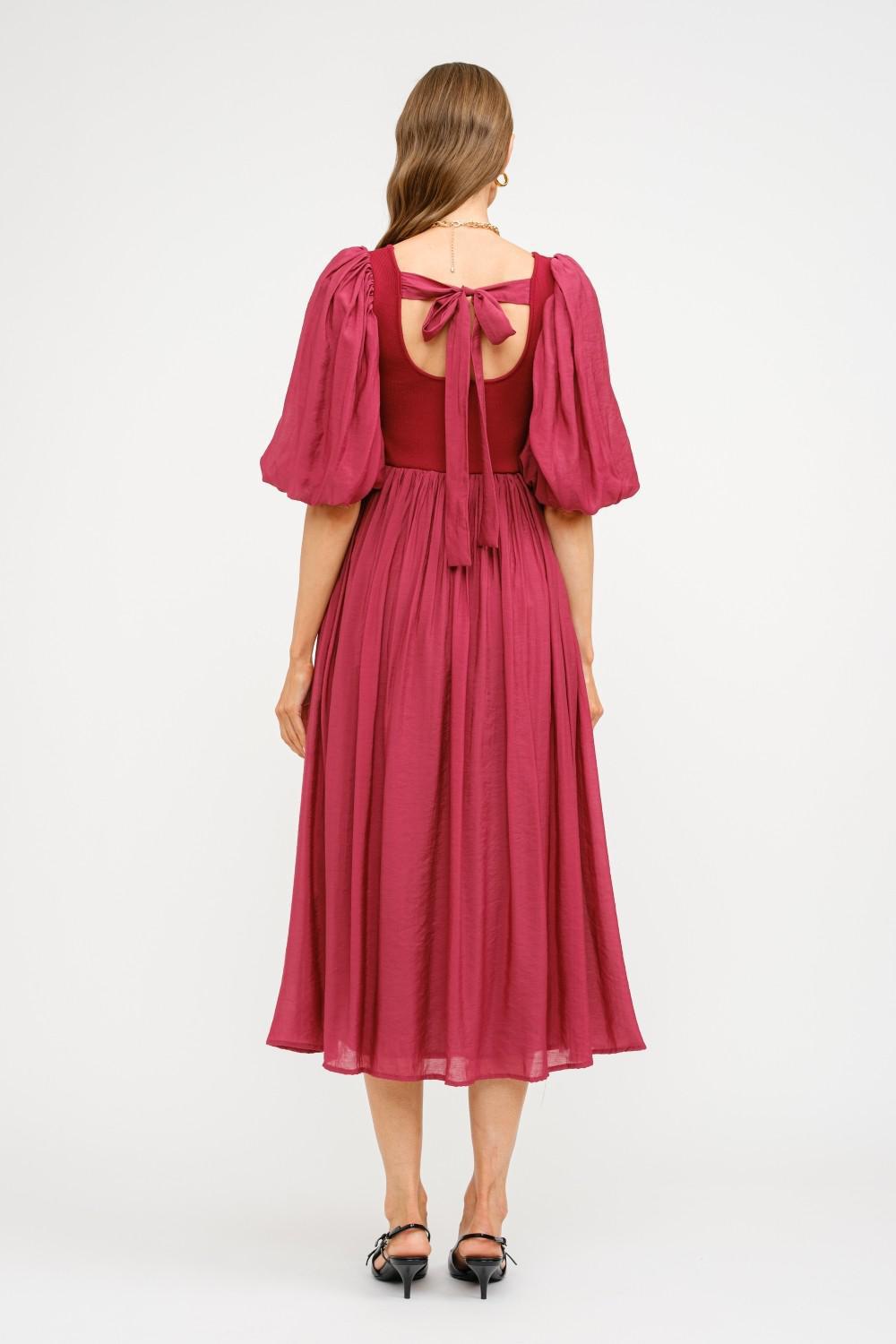 Jaden Modest Midi in Burgundy