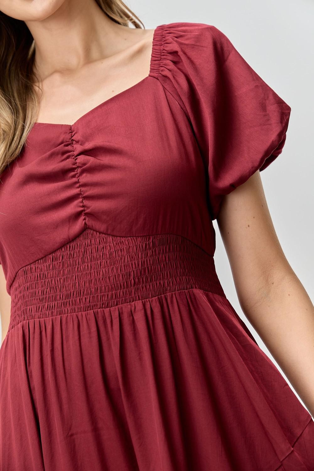 Darcy Modest Midi in Burgundy