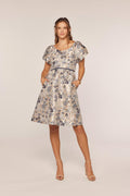 Catalina Textured Dress in Blue/Gold