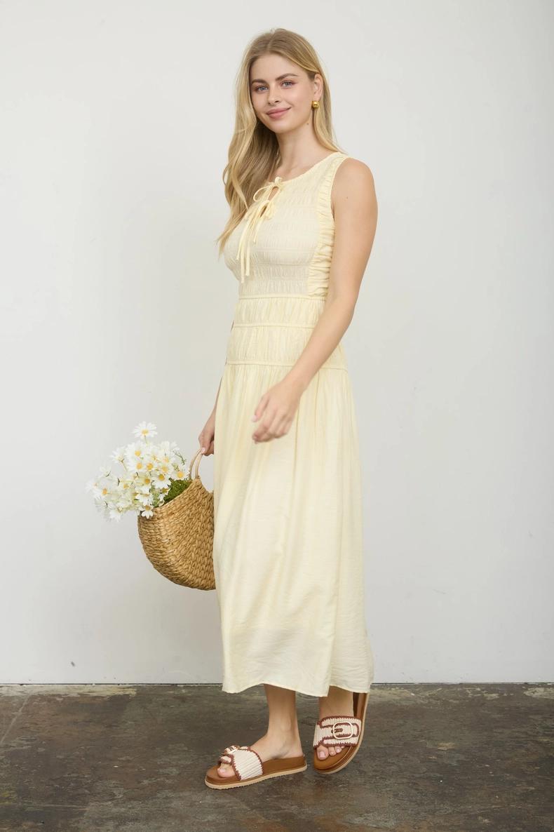 Stevie Midi Dress in Butter Yellow Small