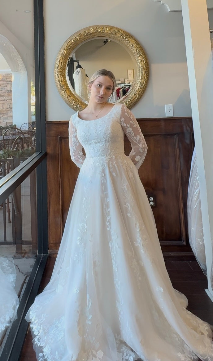 green emerald velvet dress T2489Z Modest Wedding Dress – A Closet Full of Dresses