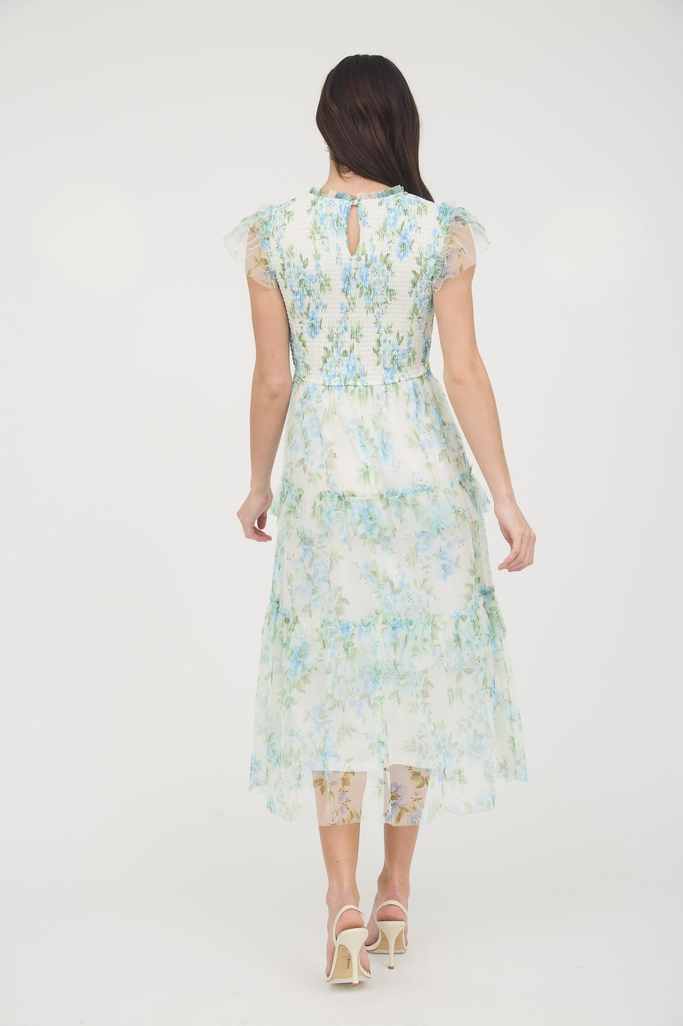 Ida Modest Midi in Blue Multi