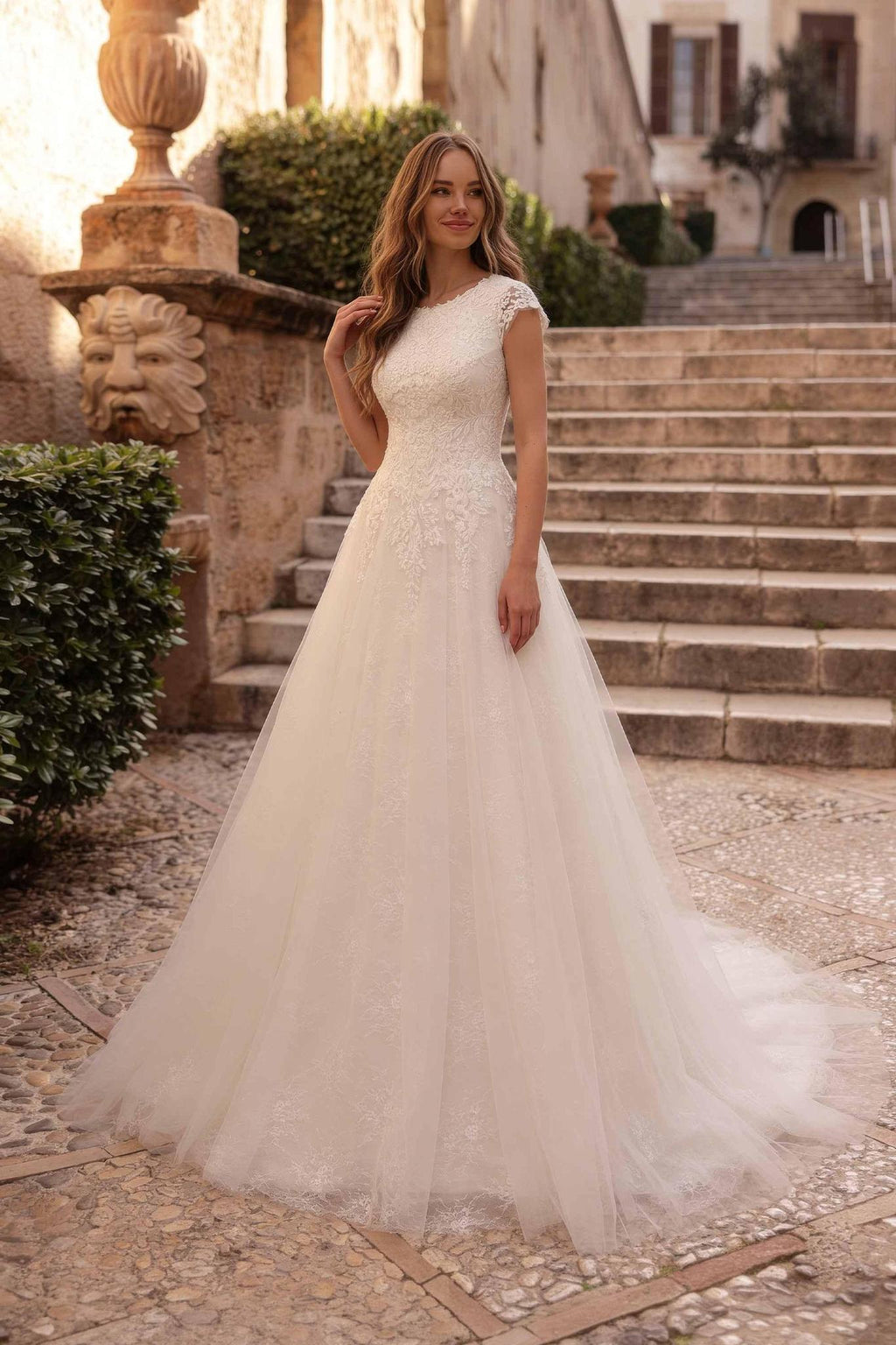 8439 Modest Wedding Dress