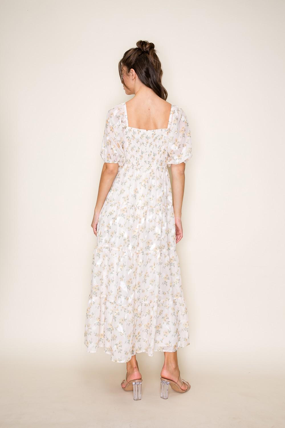 Willa Modest Midi in Yellow/Green/Cream