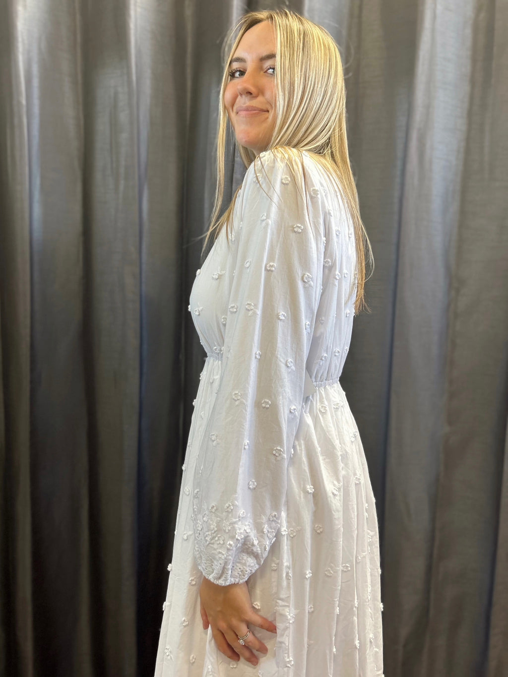 Marigold Modest Temple Dress in White