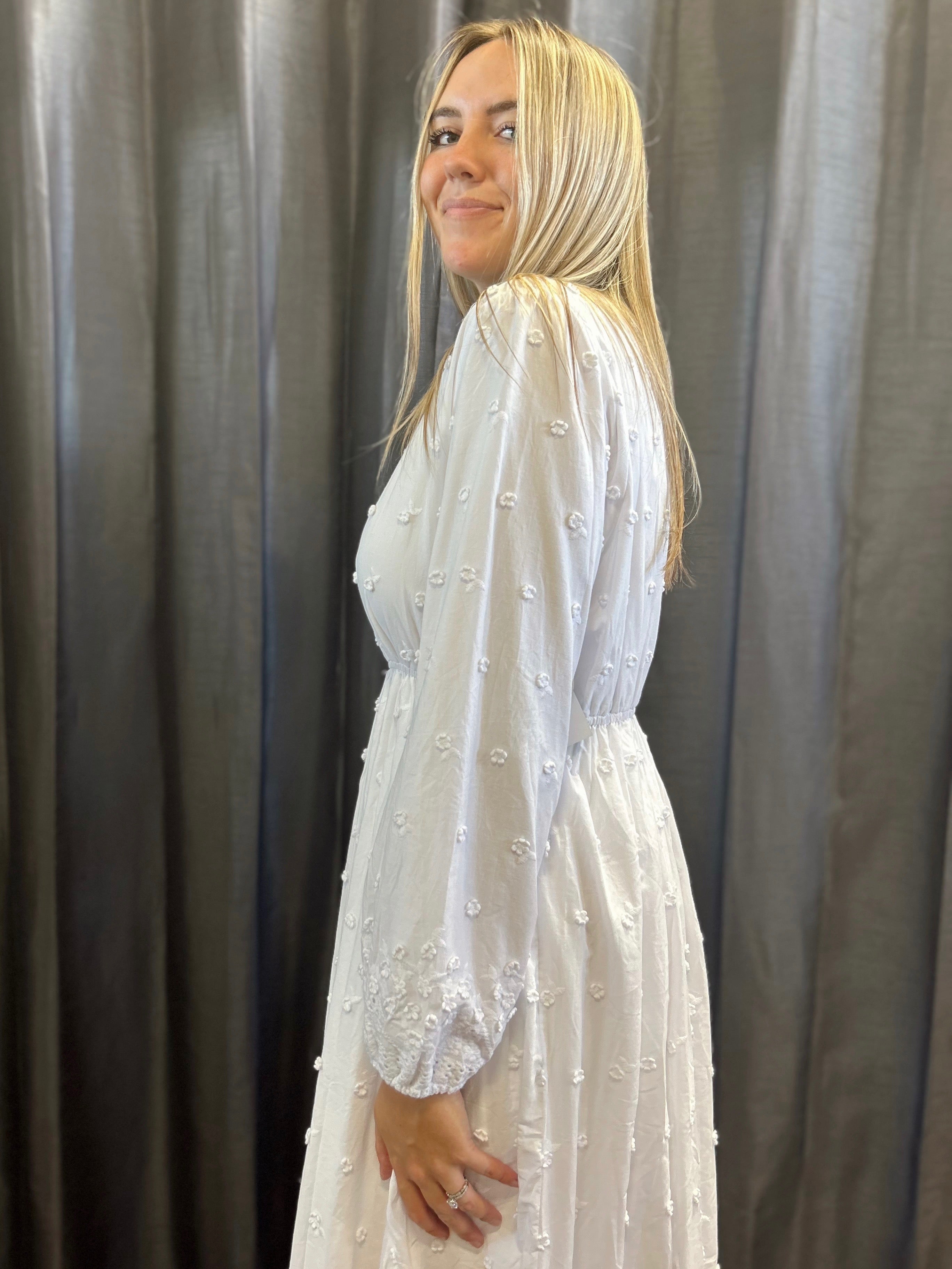 Marigold Modest Temple Dress in White