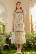 Breckon Tiered Midi in Ivory Floral