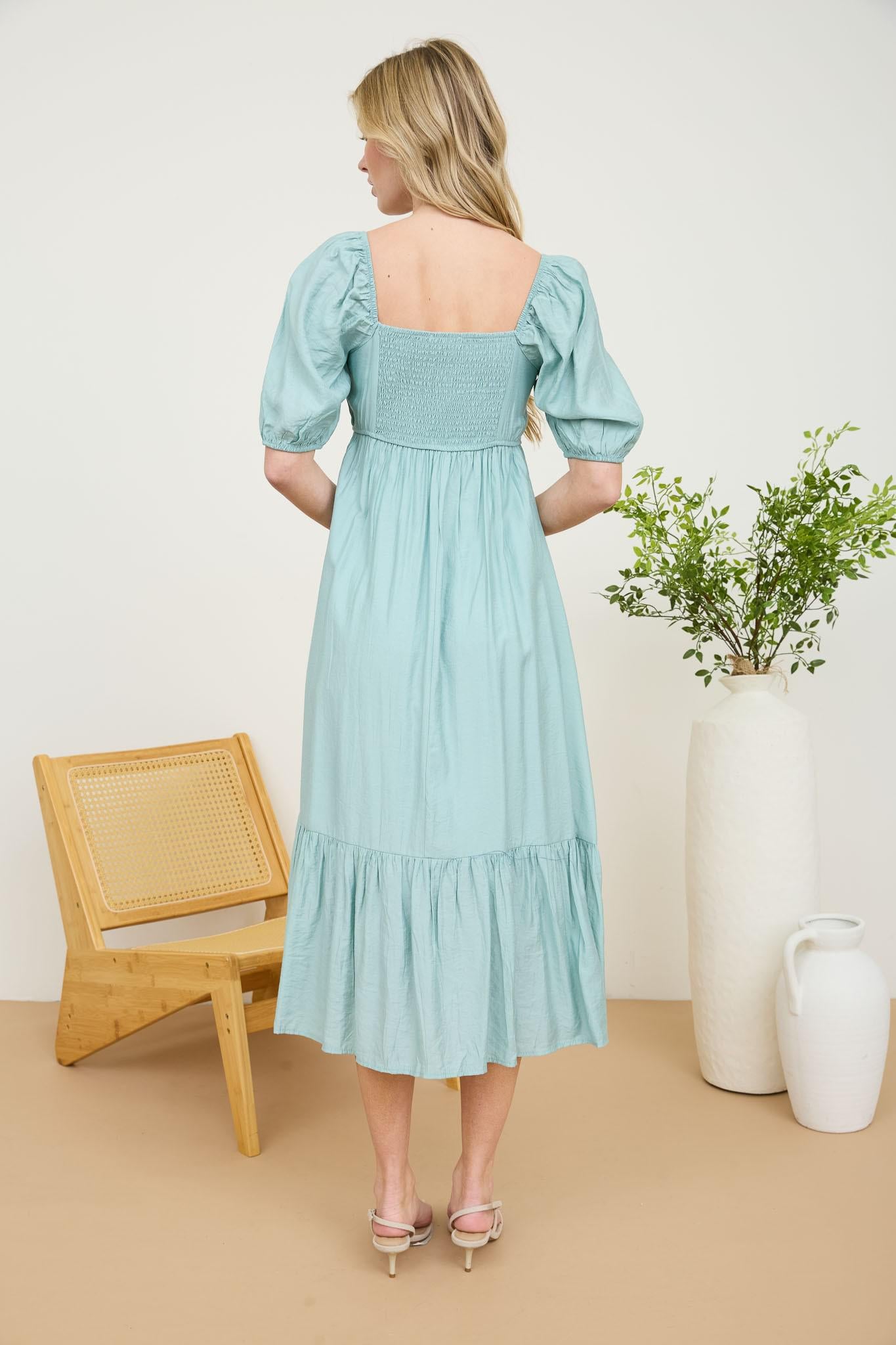 Loreli Modest Midi in Dusty Mint
