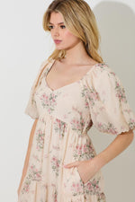 Aubrin Modest Midi in Cream Floral