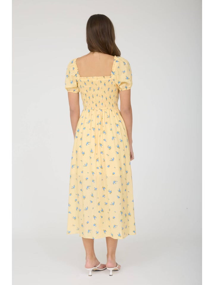 Veronica Modest Midi in Yellow/Blue