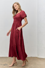 Darcy Modest Midi in Burgundy