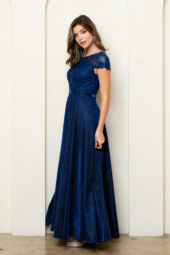 Calliope Modest Prom Dress in Navy