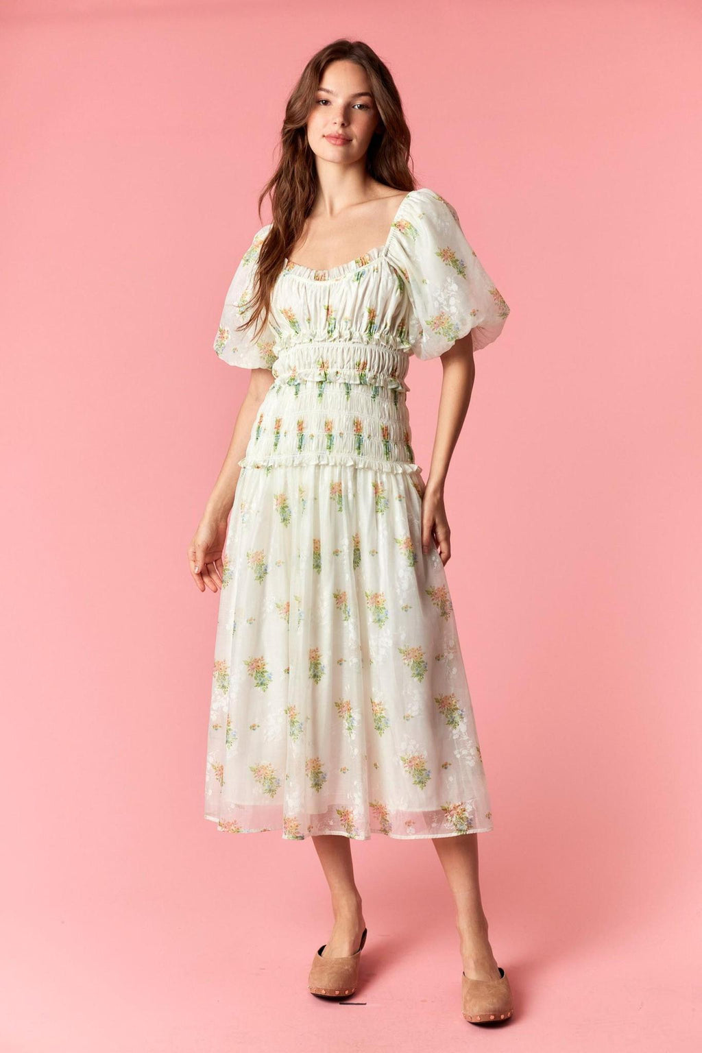 Kelly Modest Midi in Ivory/Yellow
