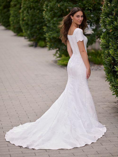 modest off the shoulder wedding dress Jordan | Off the Shoulder Taffeta Wedding Dress with a Slit, Custom Modest Courthouse Civil Wedding Princess Ball Gown