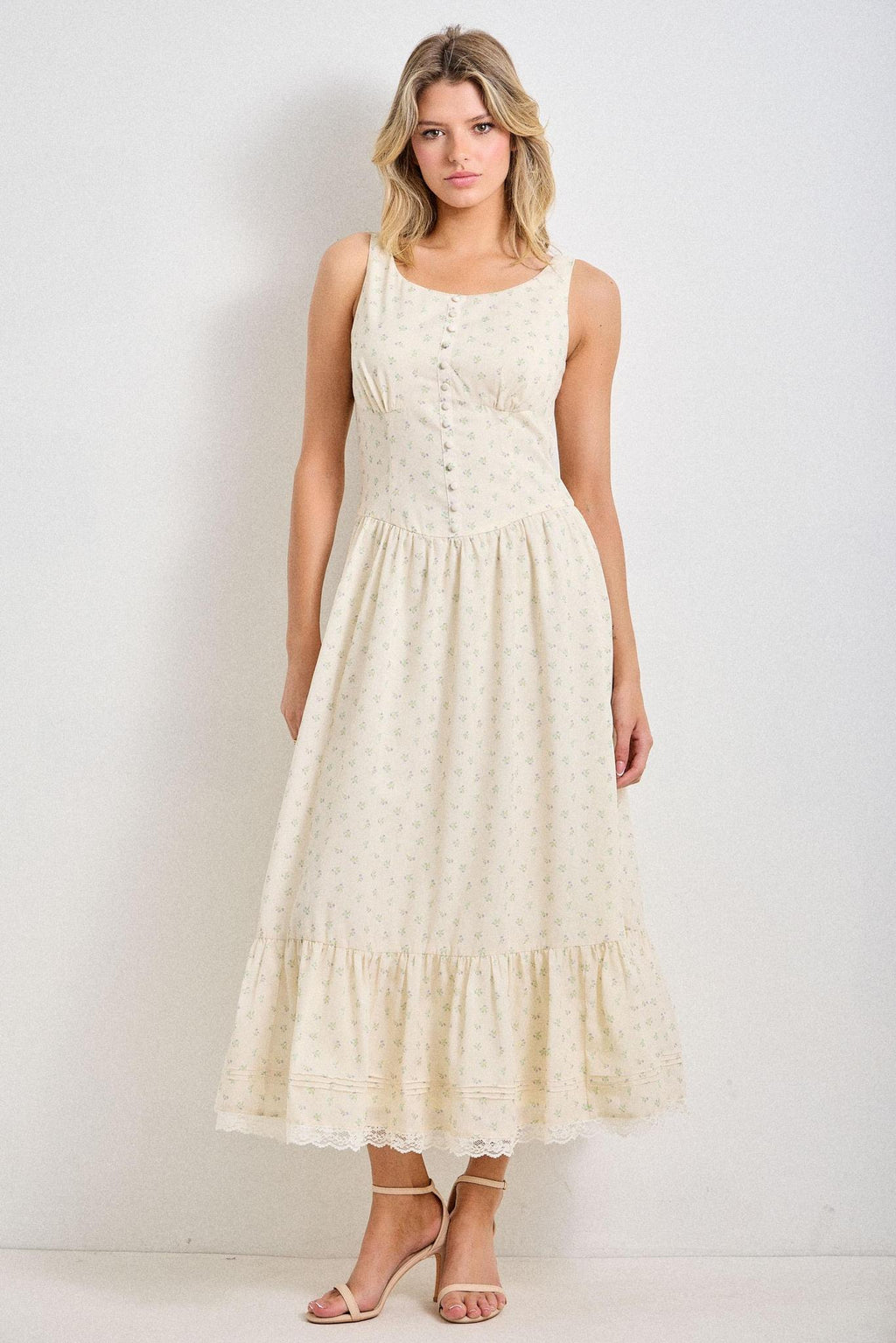 Quinton Midi Dress in Yellow Multi