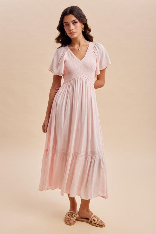 Eleanor Modest Dress in Pale Pink