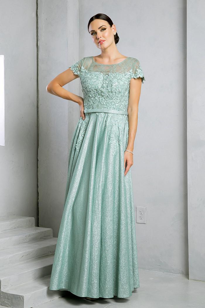 Calliope Modest Prom Dress in Sage