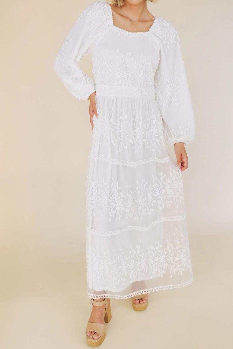 Evelyn Modest Temple Dress in White