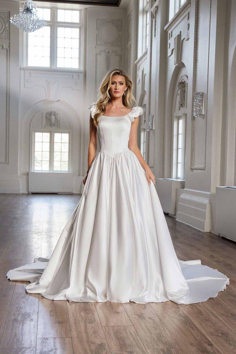 Emmeline Mini Puff Sleeve Modest Wedding Dress