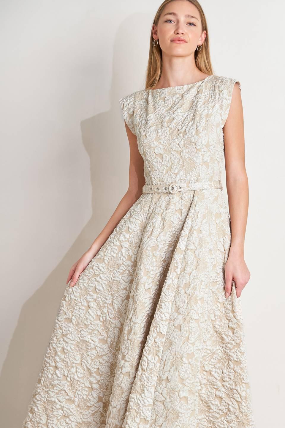 Tonya Modest Midi in Ivory
