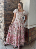 Mae Modest Maxi in Cream/Pink
