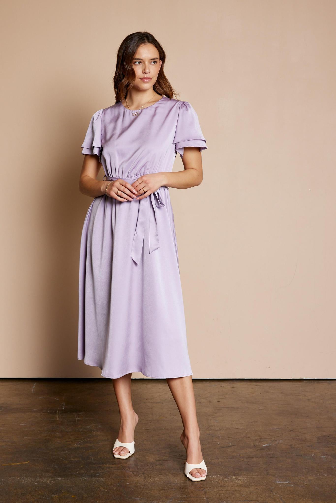 August Modest Midi in Dusty Lavender Large August Modest Midi in Dusty Lavender Large