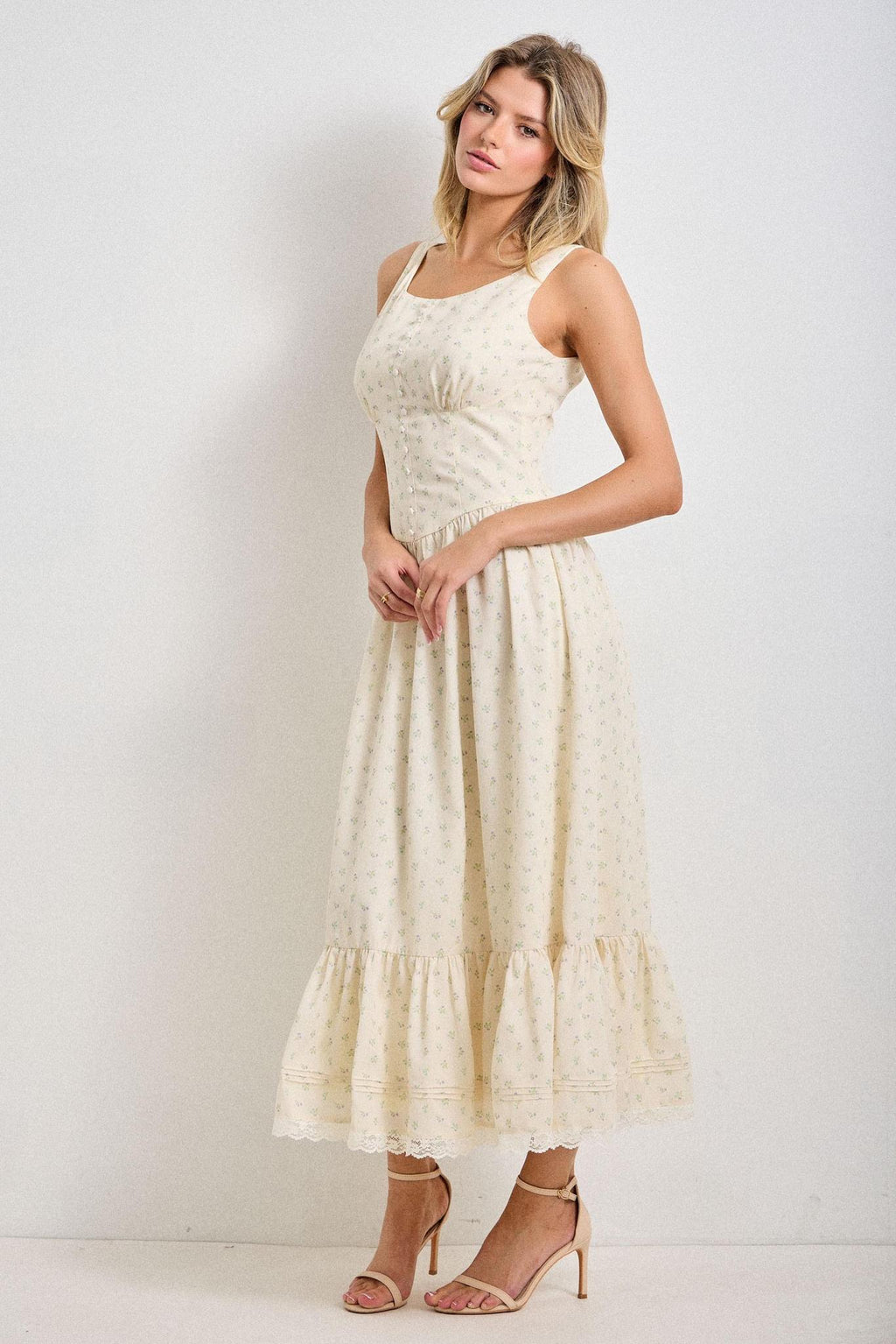 Quinton Midi Dress in Yellow Multi