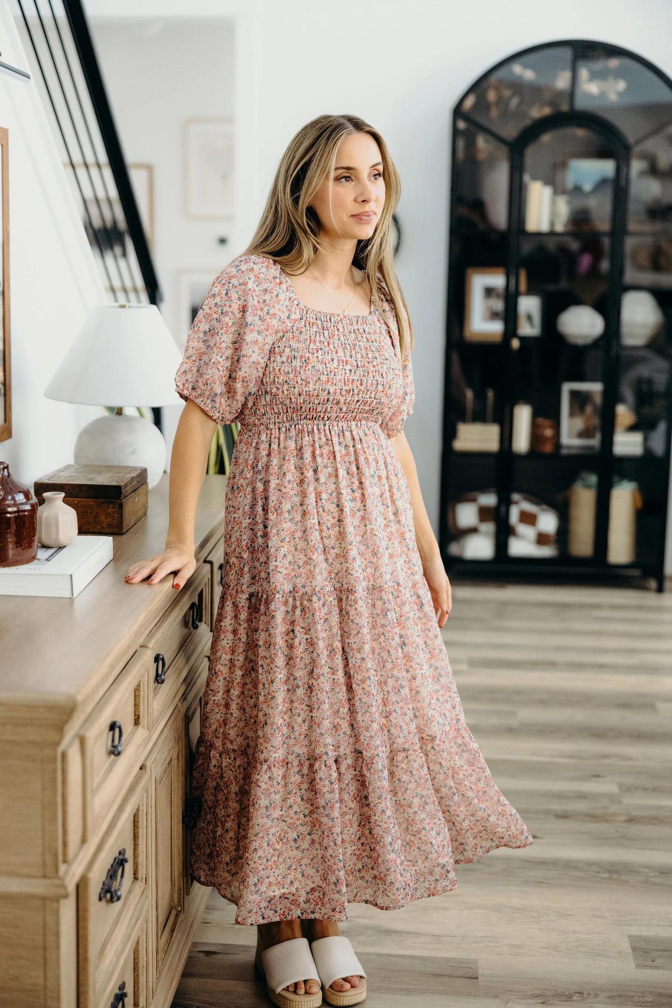 Indy Modest Midi in Rosy Spritz A Closet Full of Dresses Indy Modest Midi in Rosy Spritz A Closet Full of Dresses