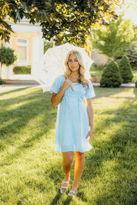 Saylor Modest Dress in Soft Blue