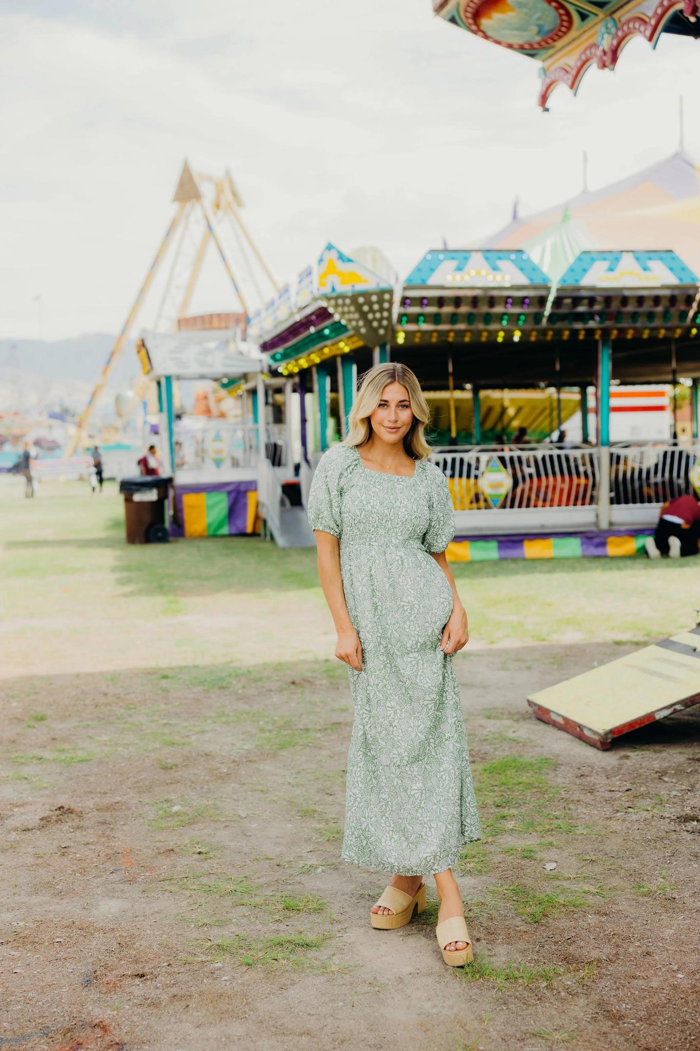 Indigo Modest Dress in Inked Moss