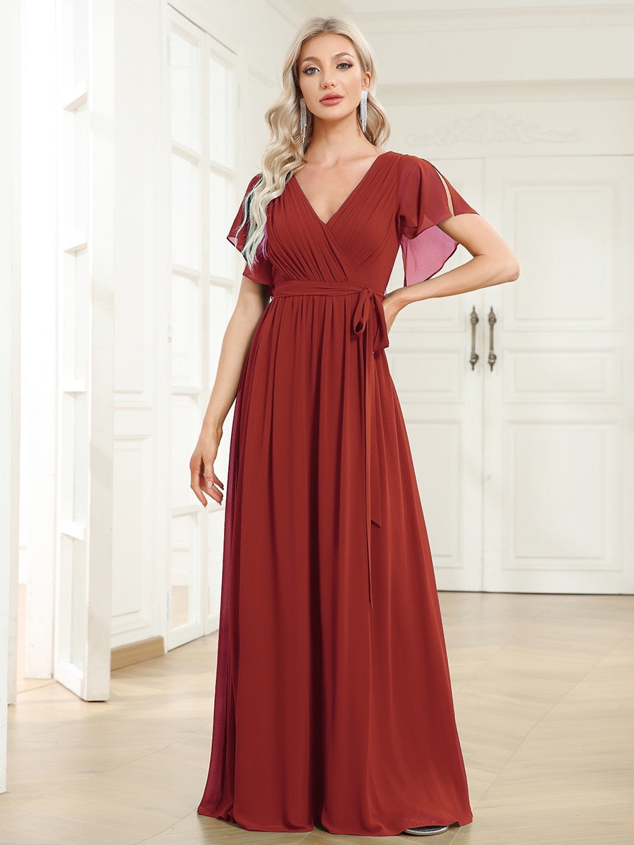 Stacey Modest Maxi in Vermilion