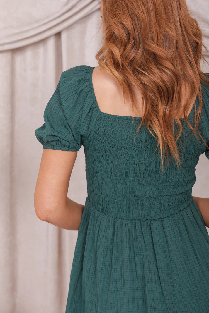 Lennon Modest Dress in Alpine Green