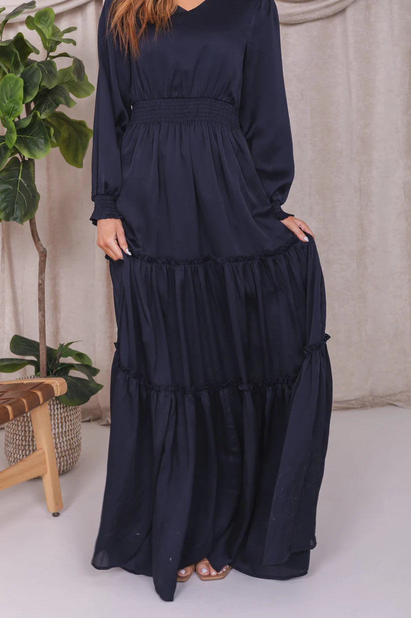 anastasia long sleeve dress Anastasia Smocked Long Sleeve Maxi Dress