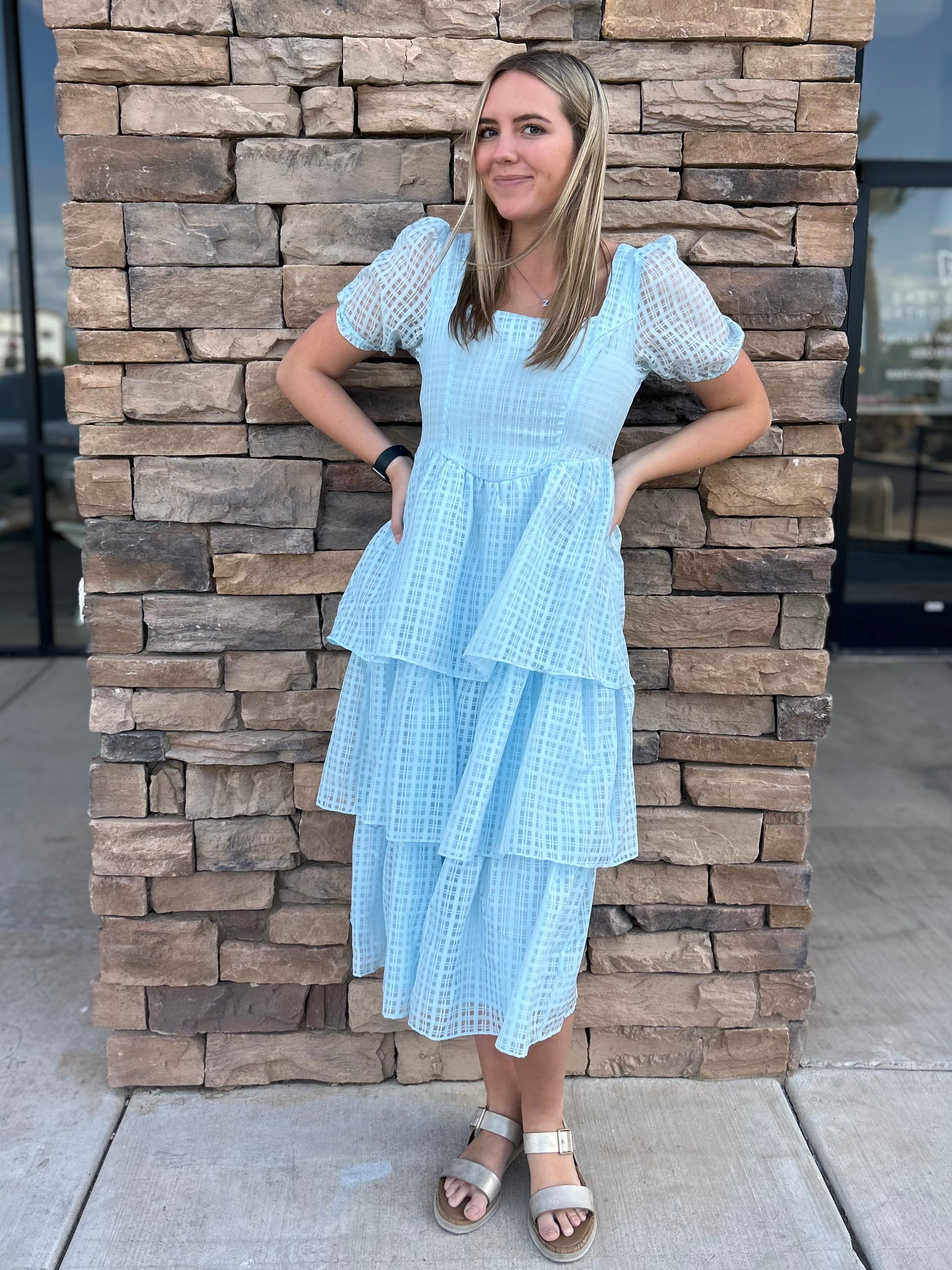 Twyla Modest Midi in Light Blue