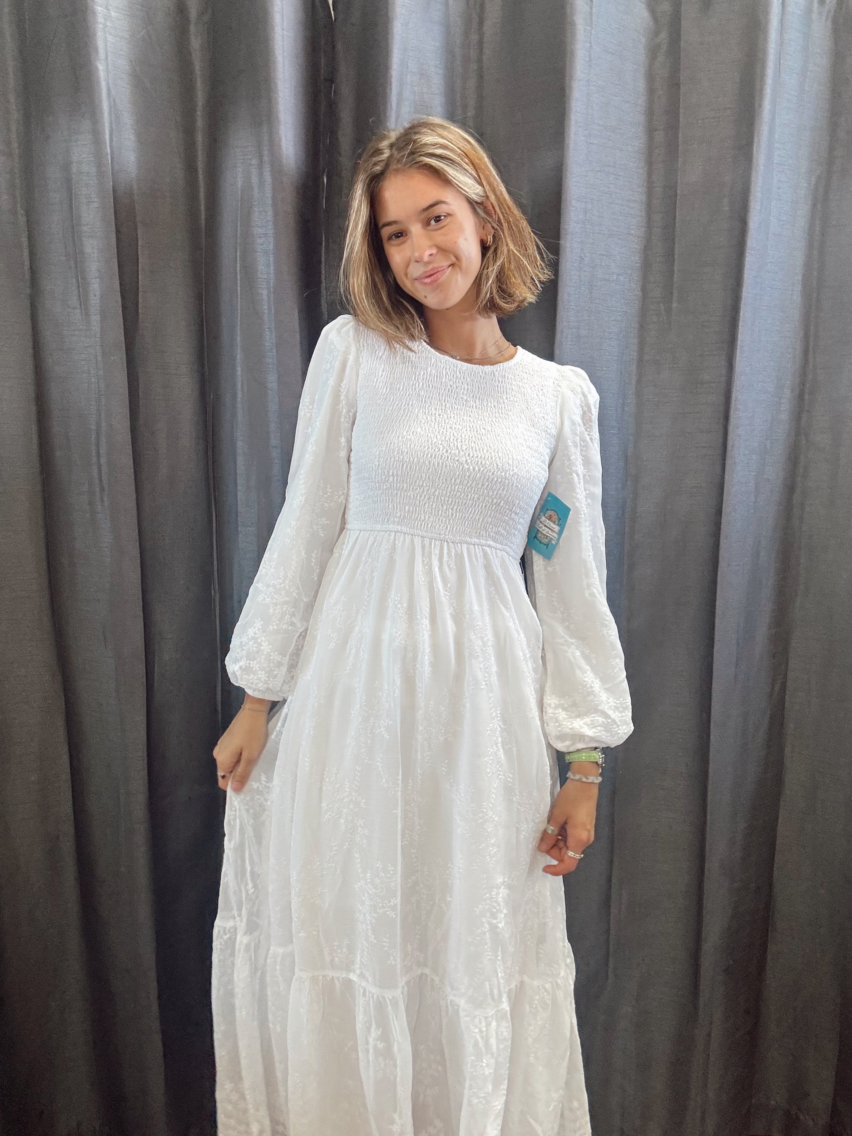 Desiree Modest Temple Dress in White