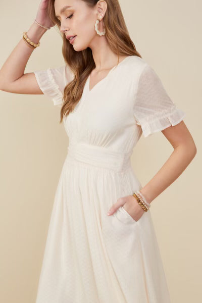 Tammy Modest Midi in Ivory