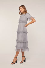 Brenna Modest Midi in Blue Grey