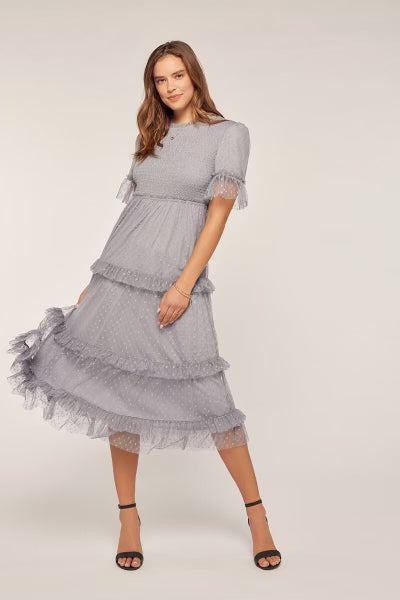 Brenna Modest Midi in Blue Grey