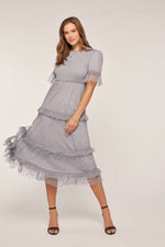 Brenna Modest Midi in Blue Grey